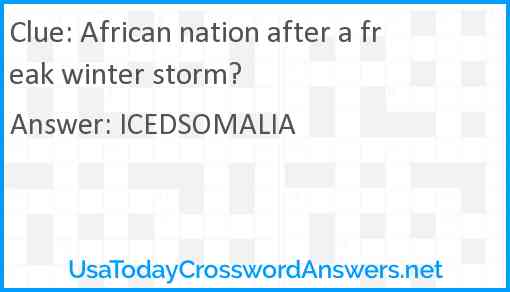 African nation after a freak winter storm? Answer