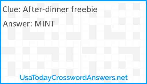 After-dinner freebie Answer