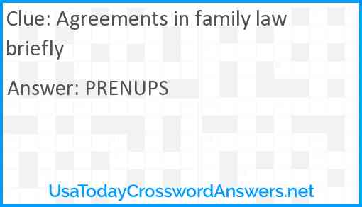 Agreements in family law briefly Answer