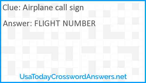 Airplane call sign Answer