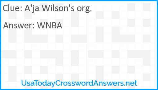 A'ja Wilson's org. Answer
