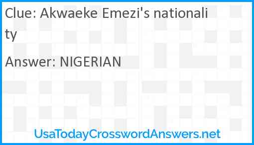 Akwaeke Emezi's nationality Answer