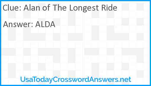 Alan of The Longest Ride Answer