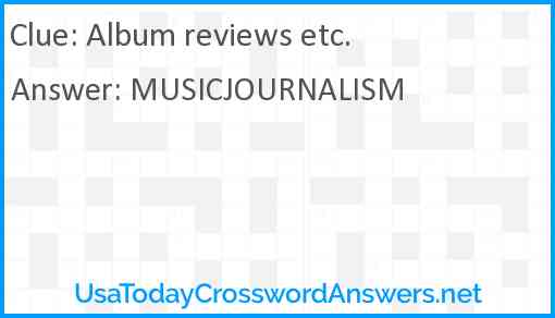 Album reviews etc. Answer