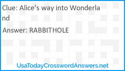 Alice's way into Wonderland Answer