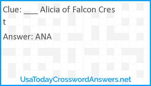 ___ Alicia of Falcon Crest Answer