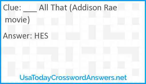 ___ All That (Addison Rae movie) Answer
