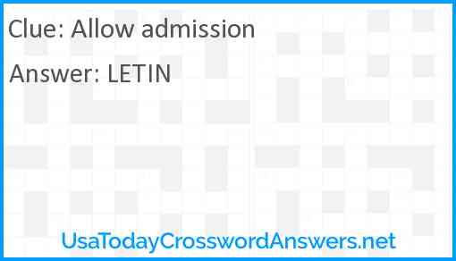 Allow admission Answer