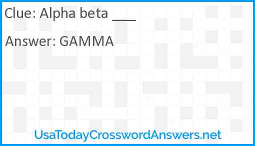 Alpha beta ___ Answer