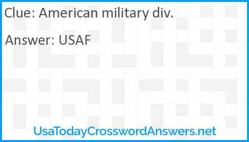 American military div. Answer