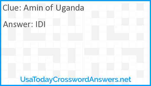 Amin of Uganda Answer