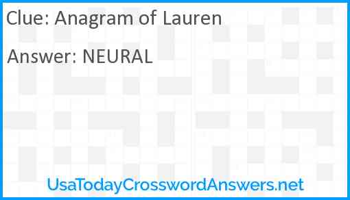 Anagram of Lauren Answer