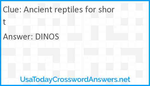 Ancient reptiles for short Answer
