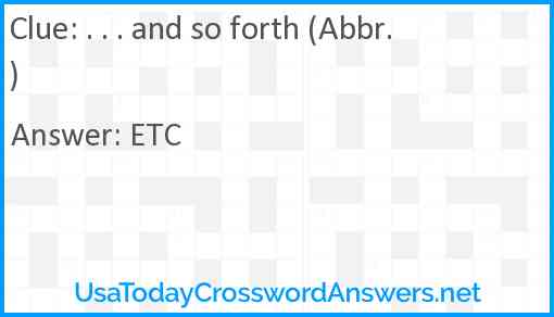 And so forth (Abbr.) Answer