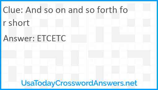 And so on and so forth for short Answer