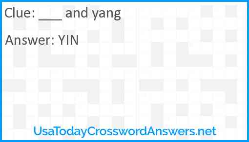 ___ and yang Answer