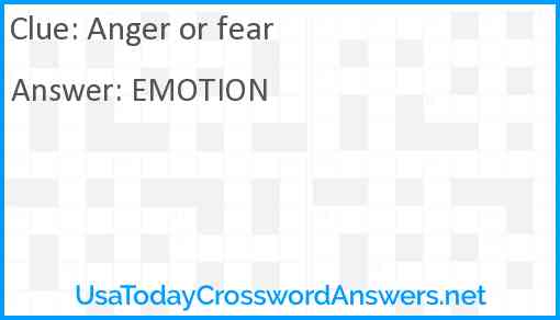 Anger or fear Answer