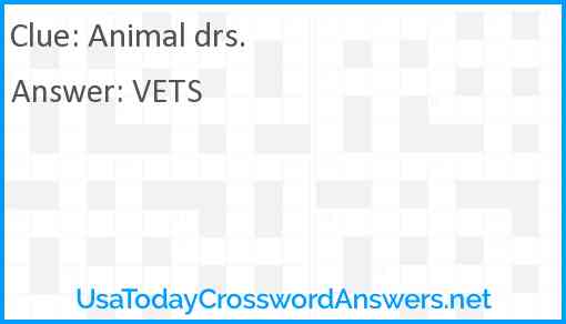 Animal drs. Answer