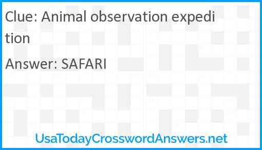 Animal observation expedition Answer