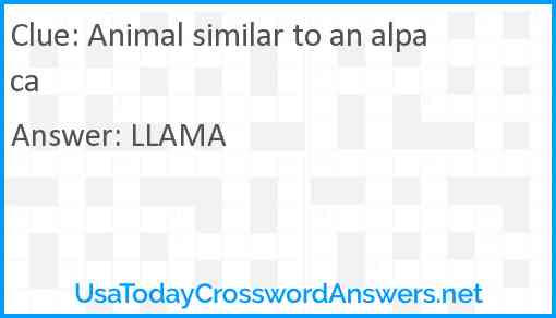 Animal similar to an alpaca Answer