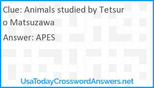 Animals studied by Tetsuro Matsuzawa Answer
