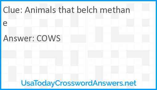 Animals that belch methane Answer