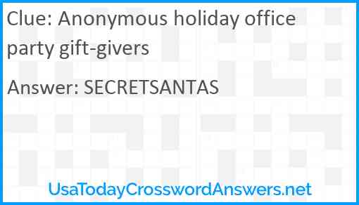 Anonymous holiday office party gift-givers Answer