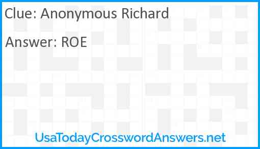 Anonymous Richard Answer