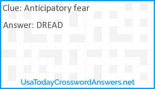 Anticipatory fear Answer