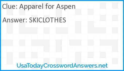 Apparel for Aspen Answer