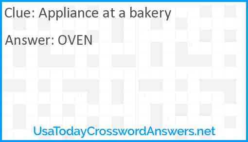 Appliance at a bakery Answer