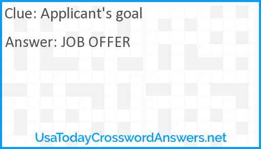 Applicant's goal Answer