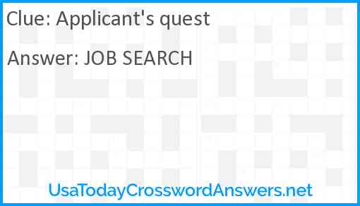 Applicant's quest Answer