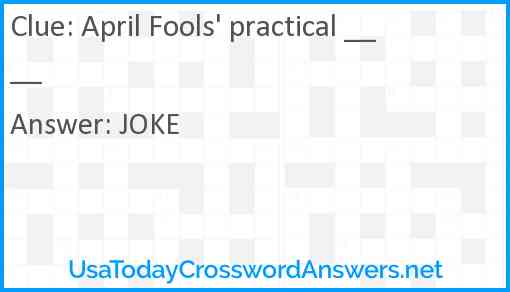 April Fools' practical ____ Answer
