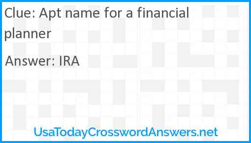 Apt name for a financial planner Answer