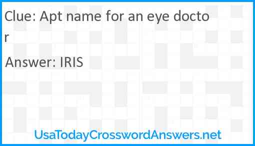 Apt name for an eye doctor Answer