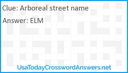 Arboreal street name Answer