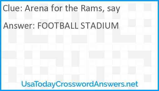 Arena for the Rams, say Answer