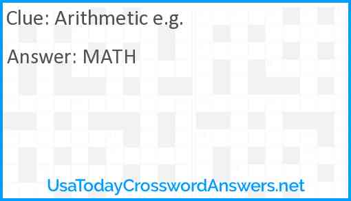 Arithmetic e.g. Answer