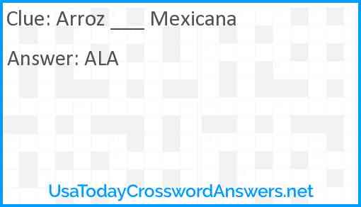 Arroz ___ Mexicana Answer