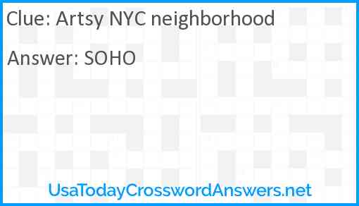 Artsy NYC neighborhood Answer