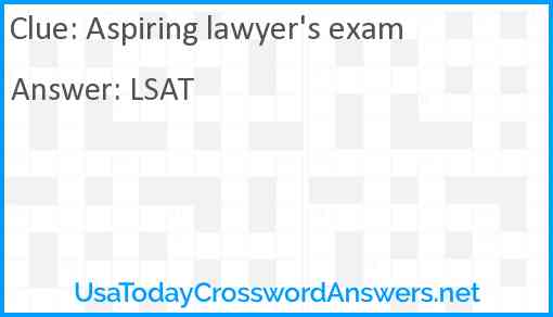 Aspiring lawyer's exam Answer