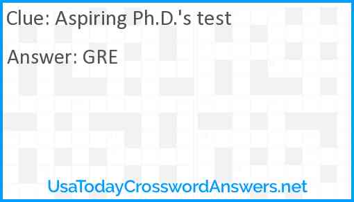 Aspiring Ph.D.'s test Answer