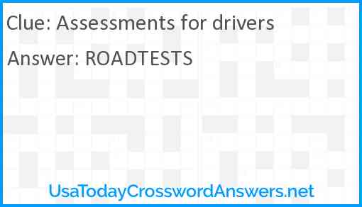 Assessments for drivers Answer