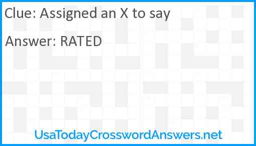 Assigned an X to say Answer