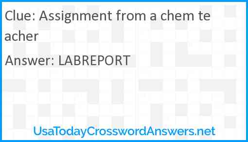 Assignment from a chem teacher Answer