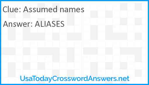 Assumed names Answer