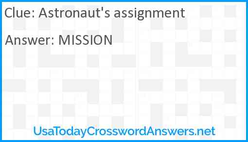 Astronaut's assignment Answer