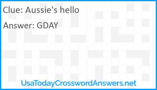 Aussie's hello Answer