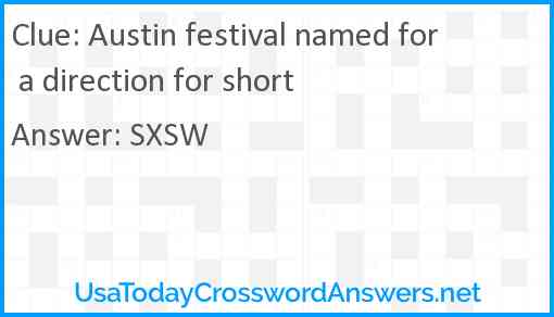 Austin festival named for a direction for short Answer